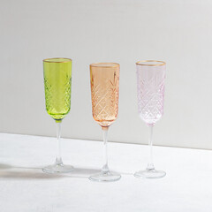 Concept with colored glass goblets
