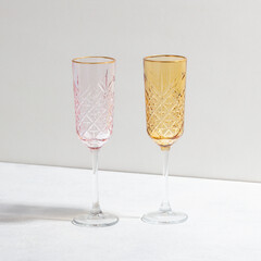Concept with colored glass goblets