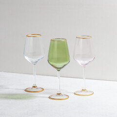 Concept with colored glass goblets