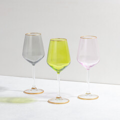 Concept with colored glass goblets
