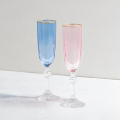 Concept with colored glass goblets