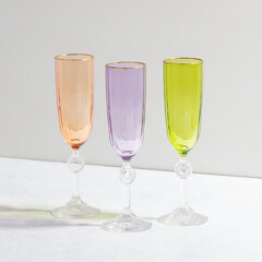 Concept with colored glass goblets