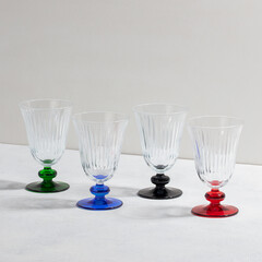 Concept with colored glass goblets