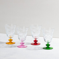 Concept with colored glass goblets
