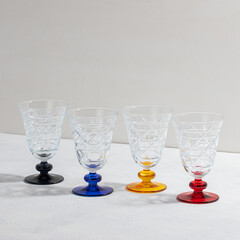 Concept with colored glass goblets