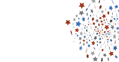Stars - Festive background with confetti in the shape of stars in the color of the American flag.