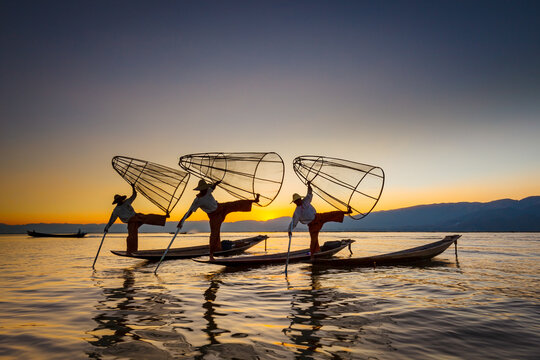 The fishermen of the Lake Inle in Myanmar
