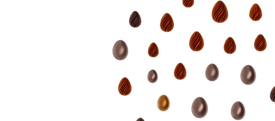 golden and silver eggs isolated on white background with shadow. Easter eggs