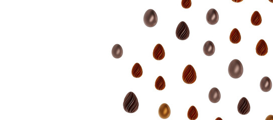 golden and silver eggs isolated on white background with shadow. Easter eggs