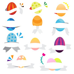 Easter eggs with white paper ribbons