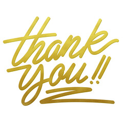Thank you handwritting calligraphy with golden ink