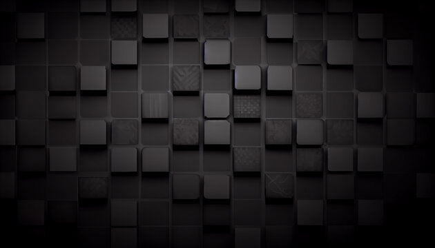 Dark squares random pattern looks like 3D, generative ai © TheGoldTiger