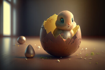 Easter chick, chicken, egg, eggs, cute, adorable, chubby, design, illustration, flowers, yellow, Fluffy, Fuzzy, Cheep, Tiny, Soft, New, Precious