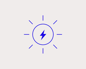 Concept of solar energy in a flat style. Ecology thin line icon. Green Energy editable stroke icon.  Vector illustration