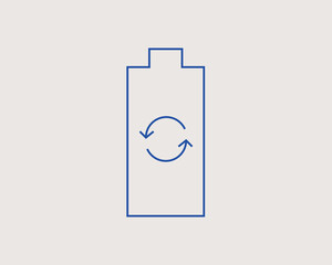 Concept of battery recycling in a flat style. Ecology thin line icon. Green Energy editable stroke icon.  Vector illustration
