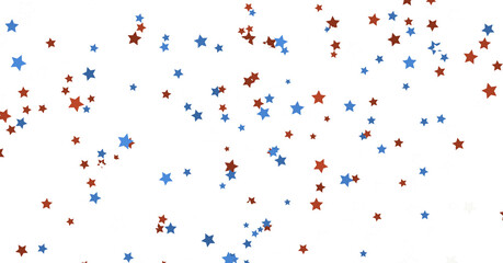  Red Blue White Stars Confetti Overlay