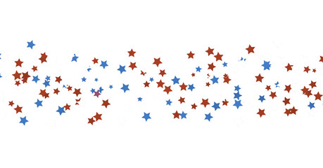 Stars - Festive background with confetti in the shape of stars in the color of the American flag. US independence day.