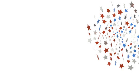 Stars - Festive background with confetti in the shape of stars in the color of the American flag. US independence day.