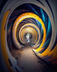 Wormhole light tunnel-spiral leading lines