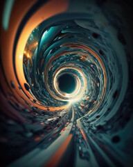 Wormhole light tunnel-spiral leading lines