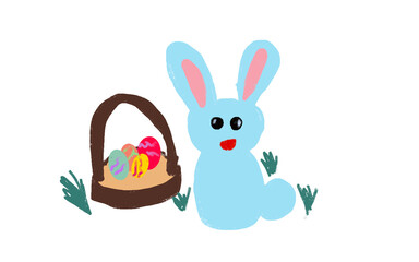 easter bunny with easter eggs