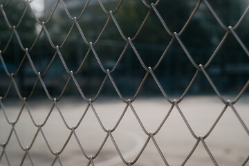 Close-up chain link fence , Sunset