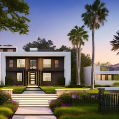 Create a design for a two story modern house 1_SwinIRGenerative AI