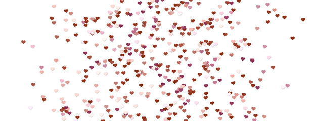 3D illustration of hearts falling