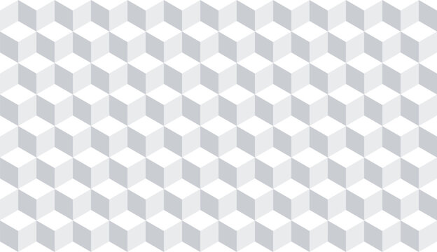 White seamless 3d cube geometric pattern, background. Vector EPS 10