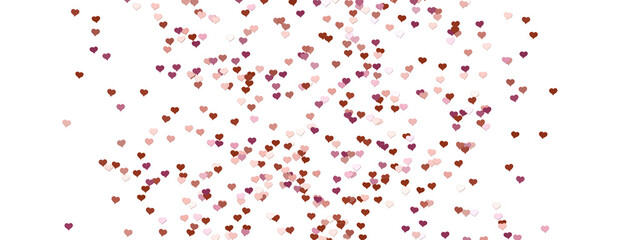 3D illustration of hearts falling