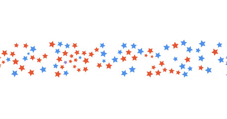  Red Blue White Stars Confetti Overlay