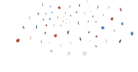 Stars - Red white blue shiny confetti stars on white background, isolate, tricolor concept,