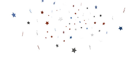 Stars - Red white blue shiny confetti stars on white background, isolate, tricolor concept,