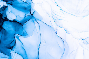 Marble ink abstract art from exquisite original painting for abstract background . Painting was painted on high quality paper texture to create smooth marble background pattern of ombre alcohol ink . © InfiniteFlow
