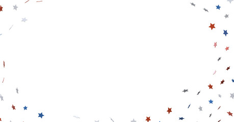 USA banner mockup with confetti stars in American national colors. USA Presidents Day, American Labor day, Memorial Day, US election concept.