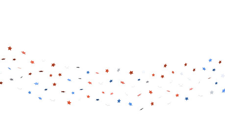 USA banner mockup with confetti stars in American national colors. USA Presidents Day, American Labor day, Memorial Day, US election concept.