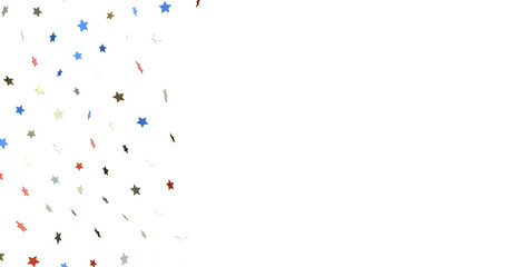 Stars - Festive background with confetti in the shape of stars in the color of the American flag. US independence day.
