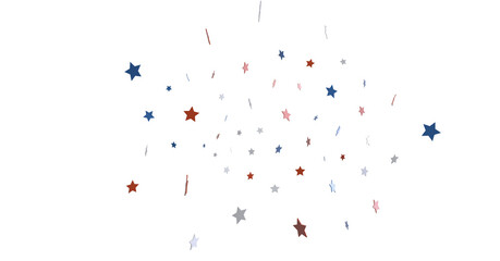 USA banner mockup with confetti stars in American national colors. USA Presidents Day, American Labor day, Memorial Day, US election concept.
