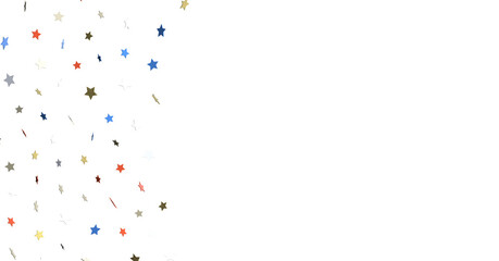 Stars - White banner with colorful stars.
