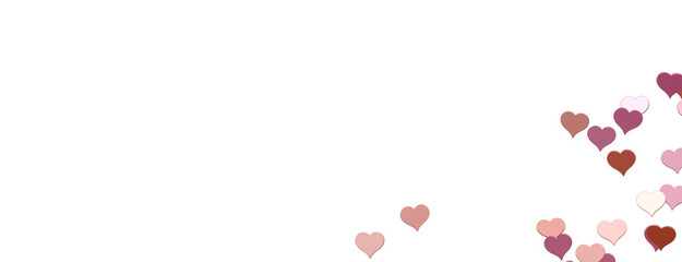 hearts on a transparent background. 3D rendering. for valentine's day and wedding. PNG Rain from hearts.