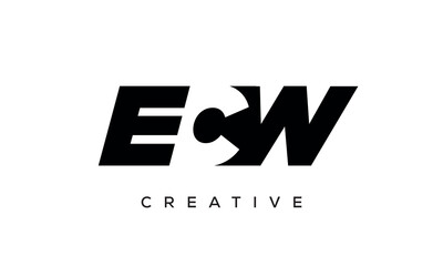 ECW letters negative space logo design. creative typography monogram vector