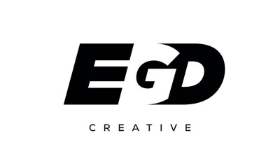 EGD letters negative space logo design. creative typography monogram vector