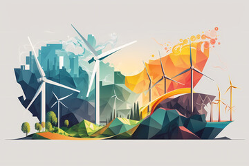 Renewable Energy - abstract representation of renewable energy sources