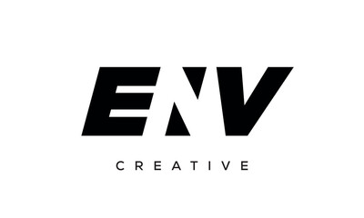 ENV letters negative space logo design. creative typography monogram vector