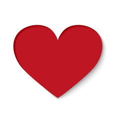 Red heart isolated on white background. Symbol of love. Flat style icon for Valentine's Day, Mother's Day, decorative element for cards,invitation,wedding,print and other design. Vector illustration.