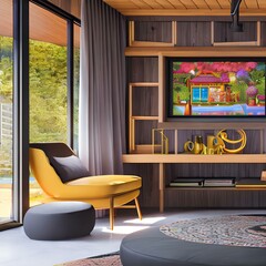 A playful and modern home with a colorful, kid-friendly vibe 2_SwinIRGenerative AI