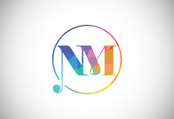 Initial Letter N M Low Poly Logo Design Vector Template. Graphic Alphabet Symbol For Corporate Business Identity