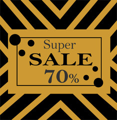 Sale flyer. Abstract golden lines on a black background. Vector.