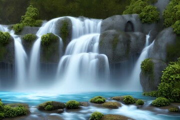 Abstract Flowing Waterfall As Wallpaper Background. Generative AI