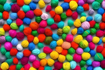 Obraz premium Bunte Strickherzen Aus Wolle. Generative AI